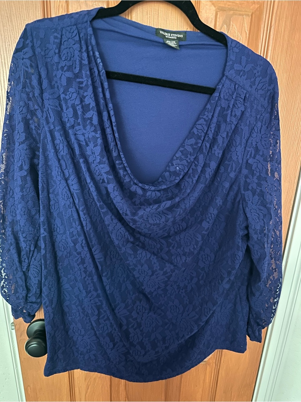 Valerie Stevens Women's Purple Lace Drape Neck Top